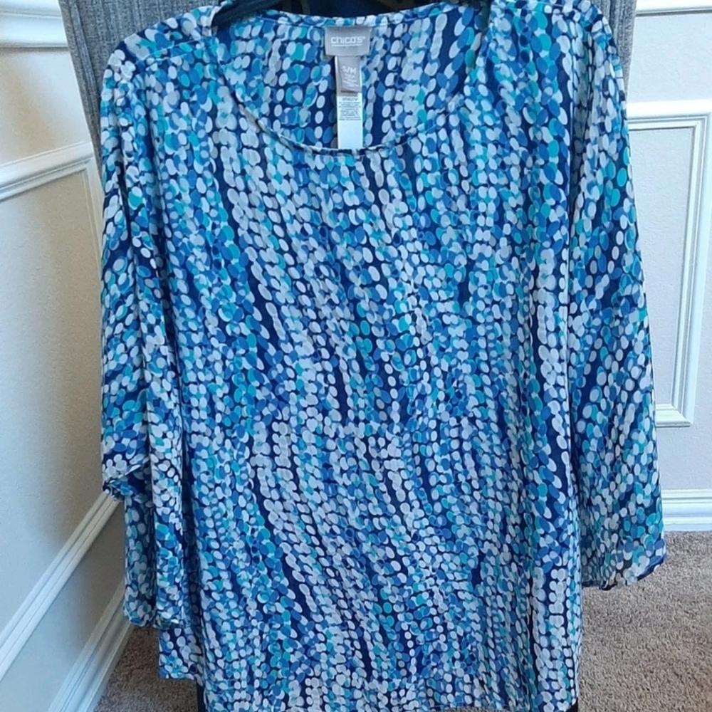 Chico's Vibrant Blue and White Blouse